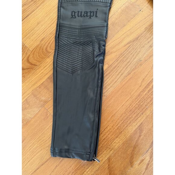 Guapi Blood Diamonds Men's Black Faux Leather Biker Moto Pants Size 28 NWT [jb] - Picture 3 of 10